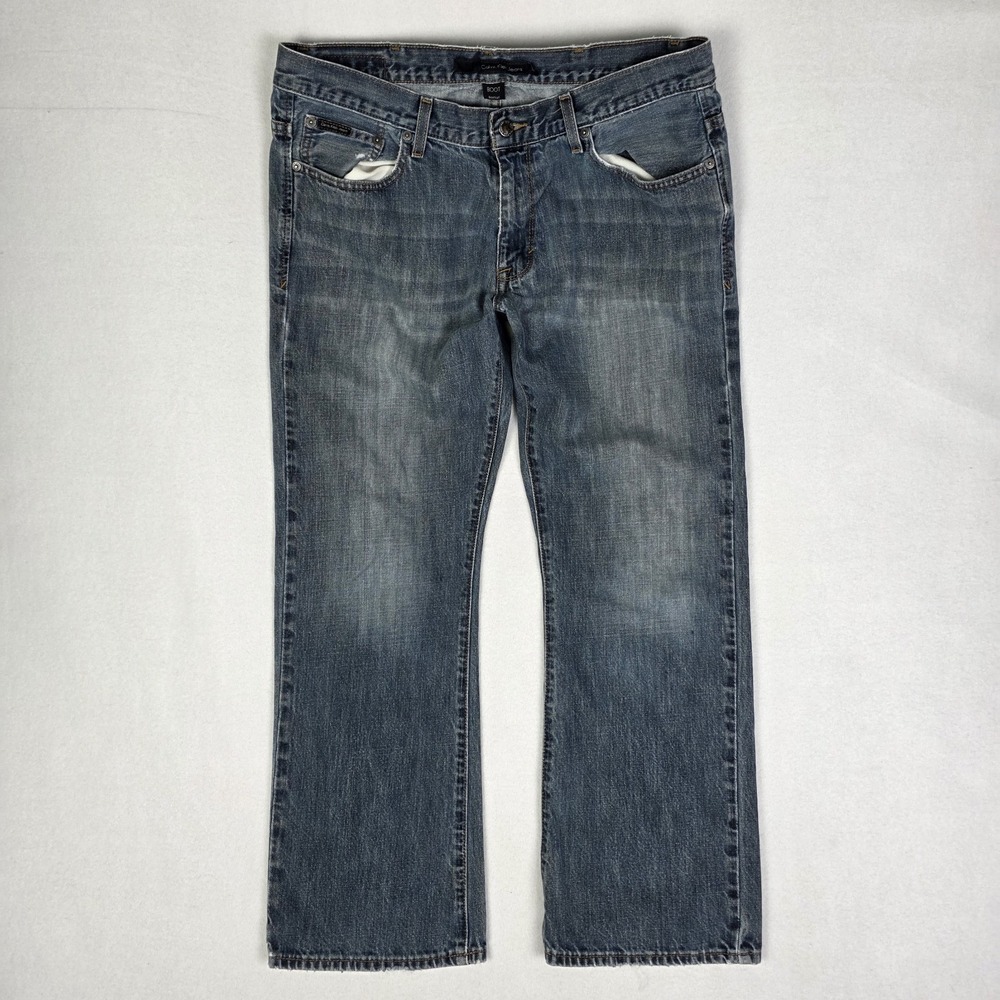 Vintage Y2k Calvin Klein Boot Cut Jeans Mens 36x30 Blue Fade Cowboy Skater